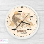 Oroszlán családos, névre szóló falióra