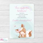 Őzike kislányos keresztszülő felkérő lap - A/5