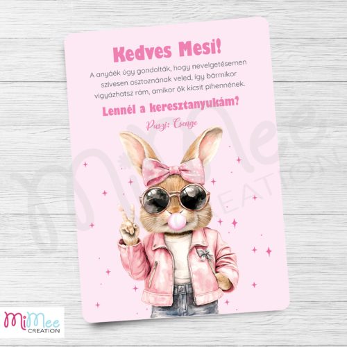 Menő nyuszis keresztszülő felkérő lap - A/6