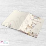 Őzikés, erdei állatos keresztelő meghívó, szülinapi meghívó fényképpel - kinyitható