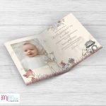 Őzikés, erdei állatos keresztelő meghívó, szülinapi meghívó fényképpel - kinyitható