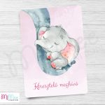 Ormányos elefántos keresztelő meghívó - rózsaszín