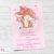 Őzike kislányos, virágos keresztelő meghívó, szülinapi meghívó - rózsaszín