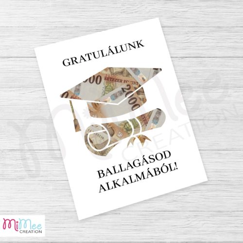 Pénzátadó kivágott lap ballagásra, érettségire, diplomaosztóra  - A/4-es méretben keret nélkül