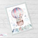 Hőlégballonban utazó maci és zsiráf - A/3-as méretben