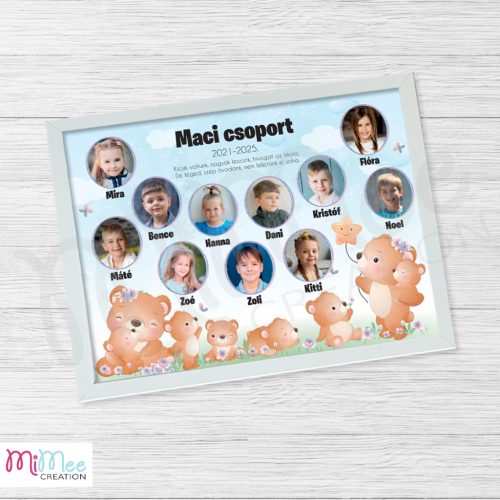 Maci csoportos tablókép bölcsis, óvodai ballagásra