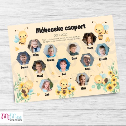 Méhecske csoportos tablókép bölcsis, óvodai ballagásra